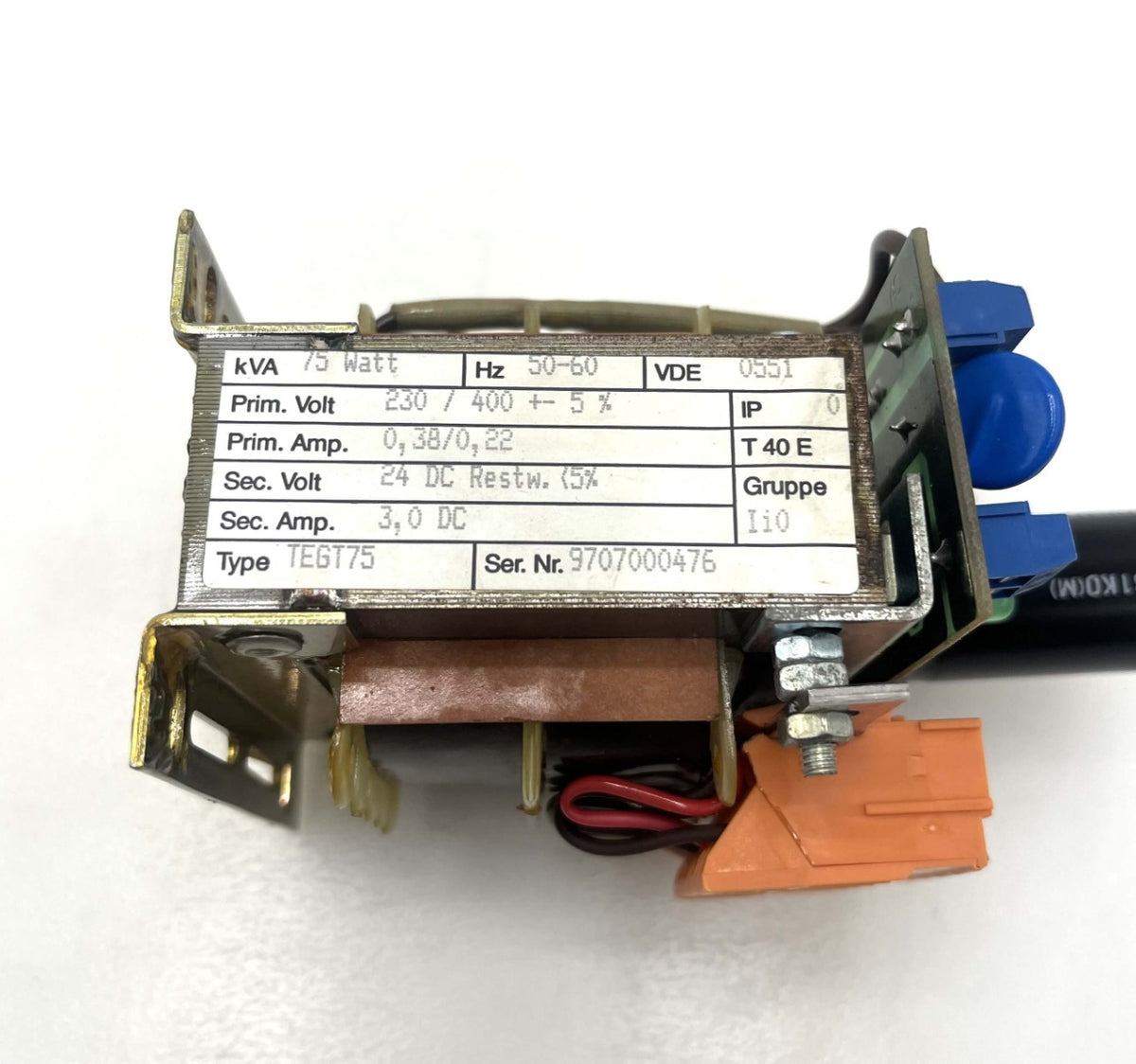 Transformator TEGT75 230/400 V auf 24 V DC 75 W 3 A T9/268