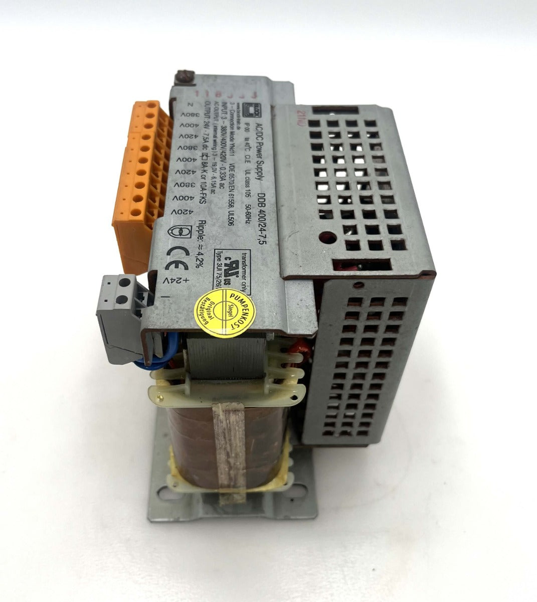 Block DDB400/24-7,5 Transformator 3x380/400/420 V auf 24 V DC 7,5 A T9/273