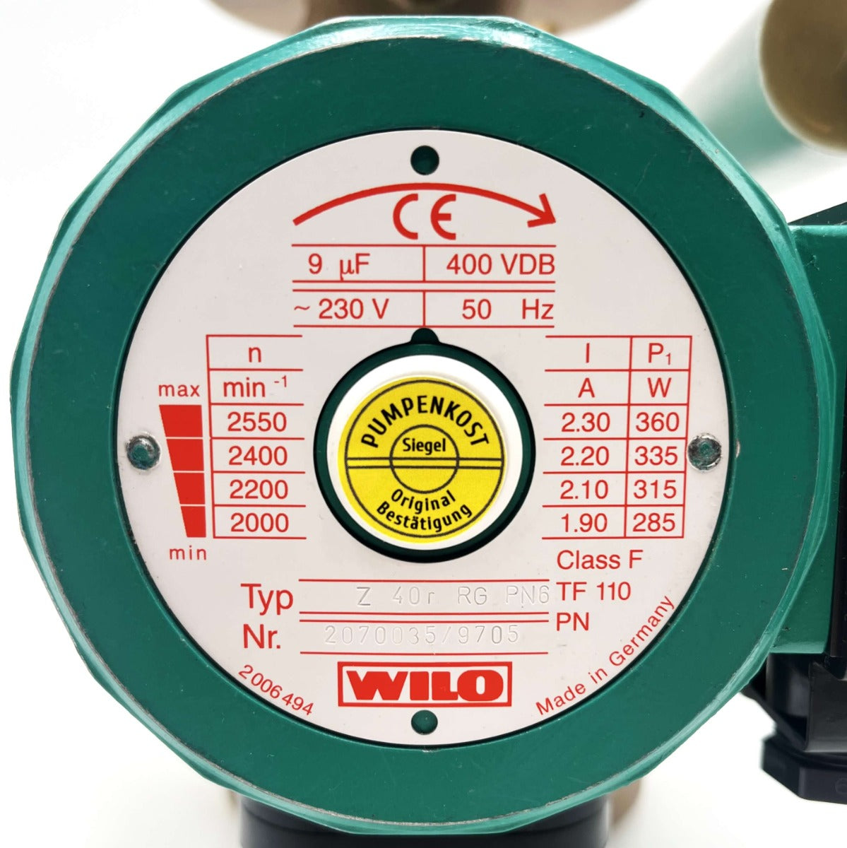 Wilo Z 40 r RG 250 Brauchwasser- Heizungspumpe 1x230V  P10/56