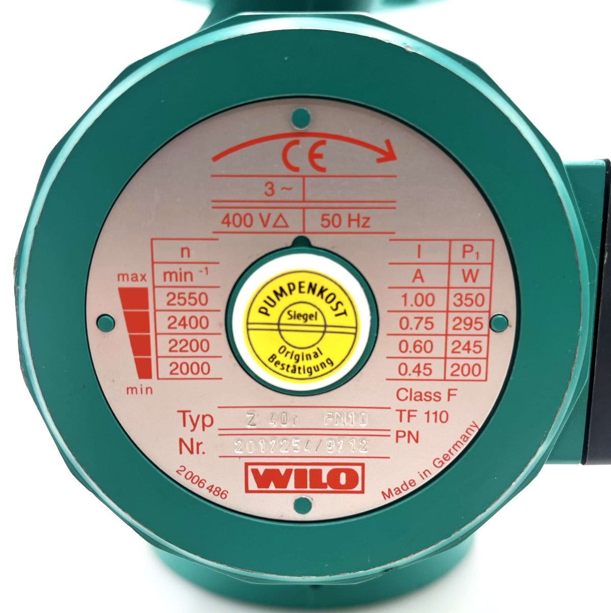 Wilo Z40 r 250  3x400V Zirkulationspumpe Brauchwasserpumpe P9/508