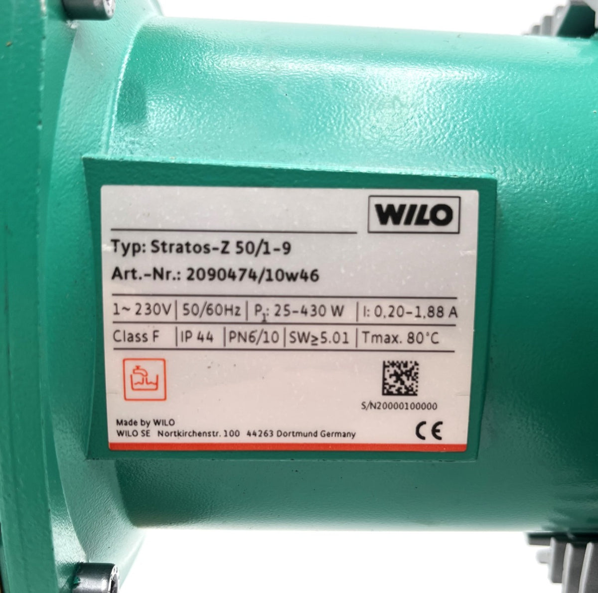 WILO Stratos-Z 50/1-9 1x230V Brauchwasser Zirkulationspumpe  P12/572