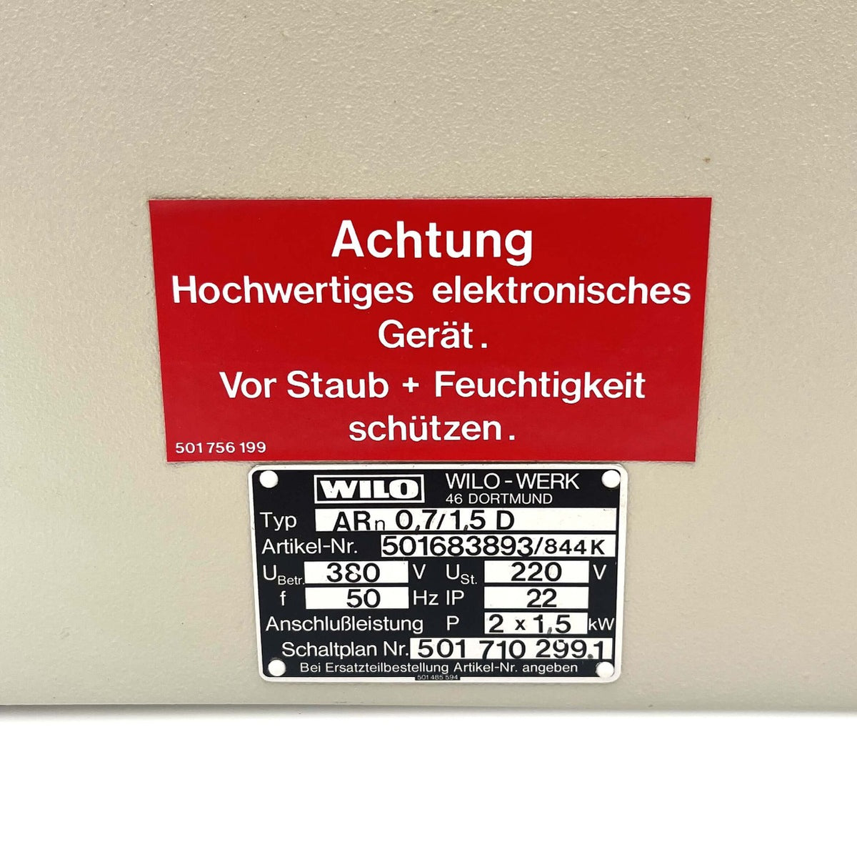 Wilo-AR-System ARn 0,7/1,5 D Regelgerät Regelsystem P9/910
