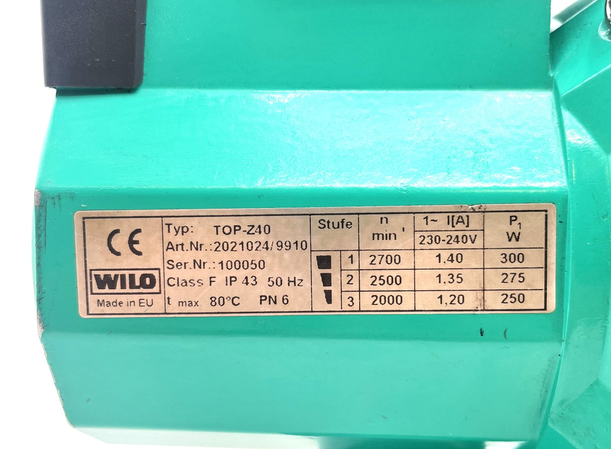 Wilo Top-Z 40 Heizungspumpe 1x230V Umwälzpumpe 250mm P16/320