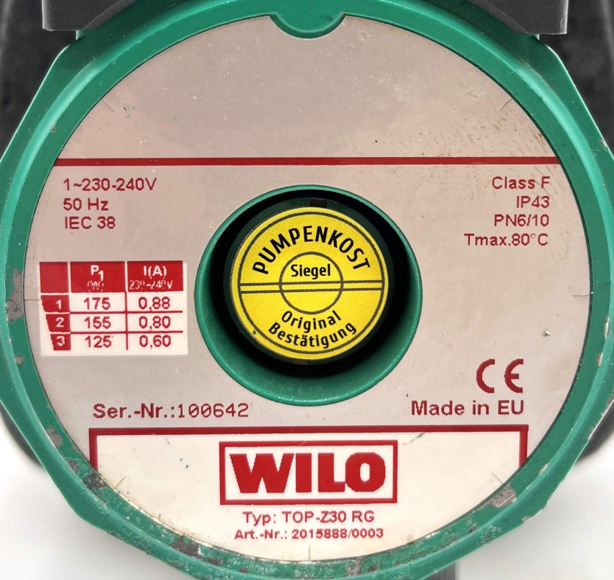Wilo TOP-Z 30 RG Zirkulationspumpe 1x230V Brauchwasserpumpe P9/1160
