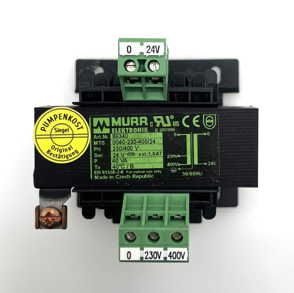 Murr Elektronik Trafo pri 230 V 400 V sec 24 V 40 VA Transformator T9/501