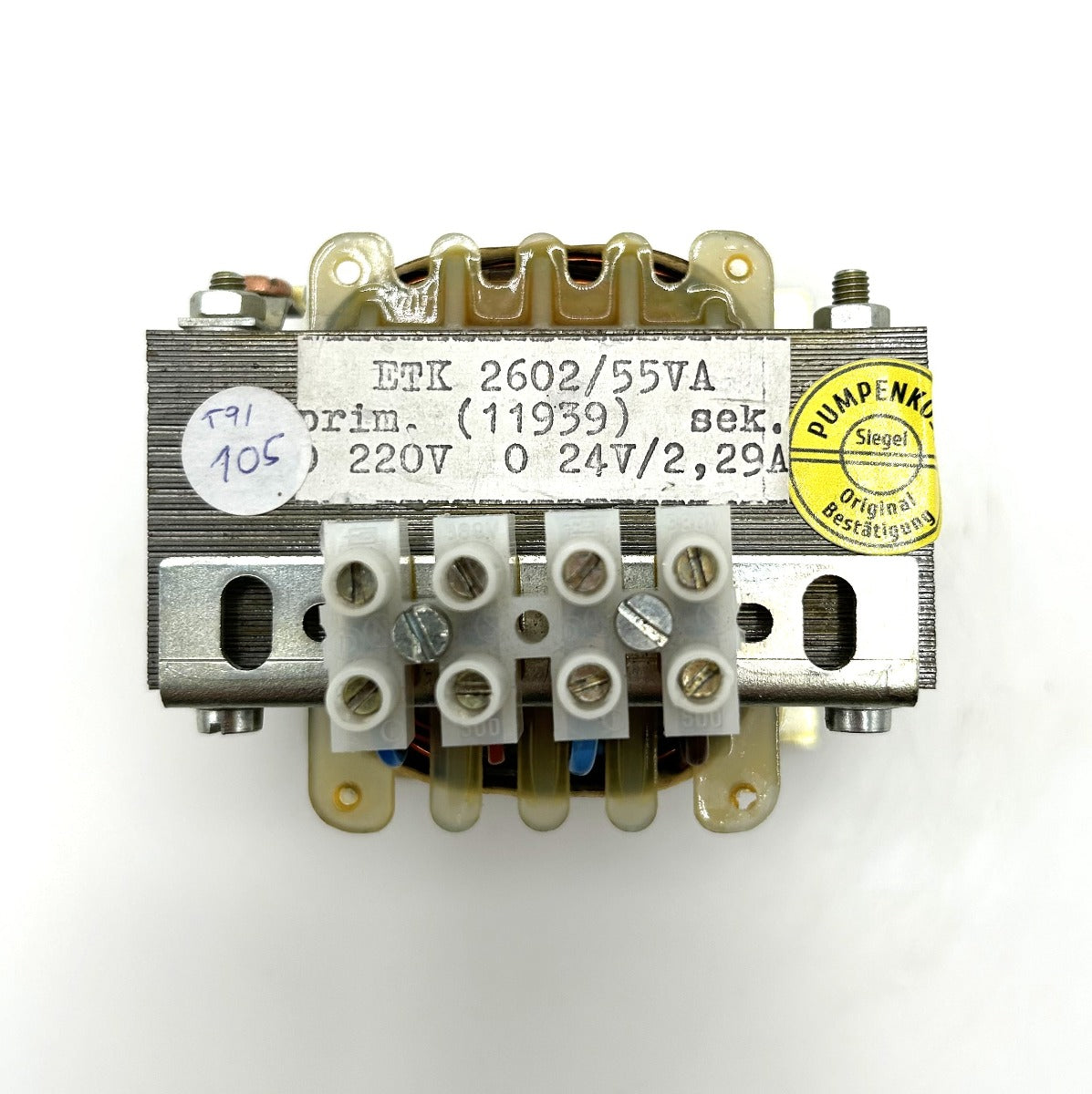 Trafo ETK  2602/55VA pri 220V sec 24V 2,29A   T9/105