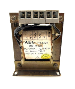 AEG Trafo Typ E 13 N  2110-11 160  pri. 380 V sec. 220V Transformator T9/1050