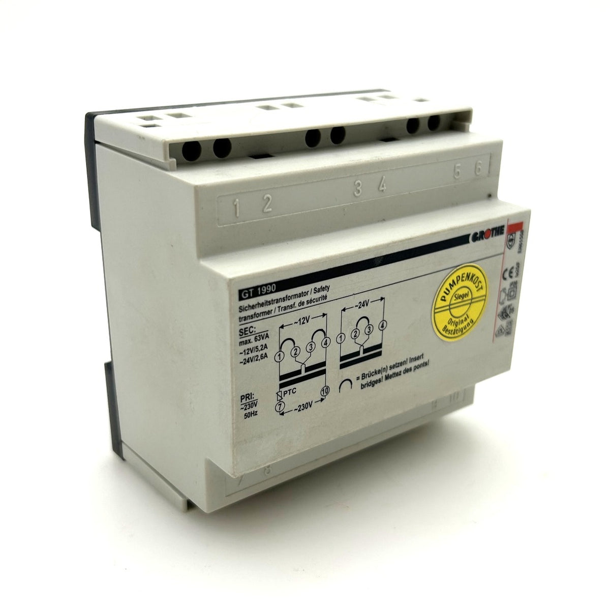 Grothe Sicherheitstrafo GT 1990 pri. 230 V sec. 12 V Trafo T9/1051