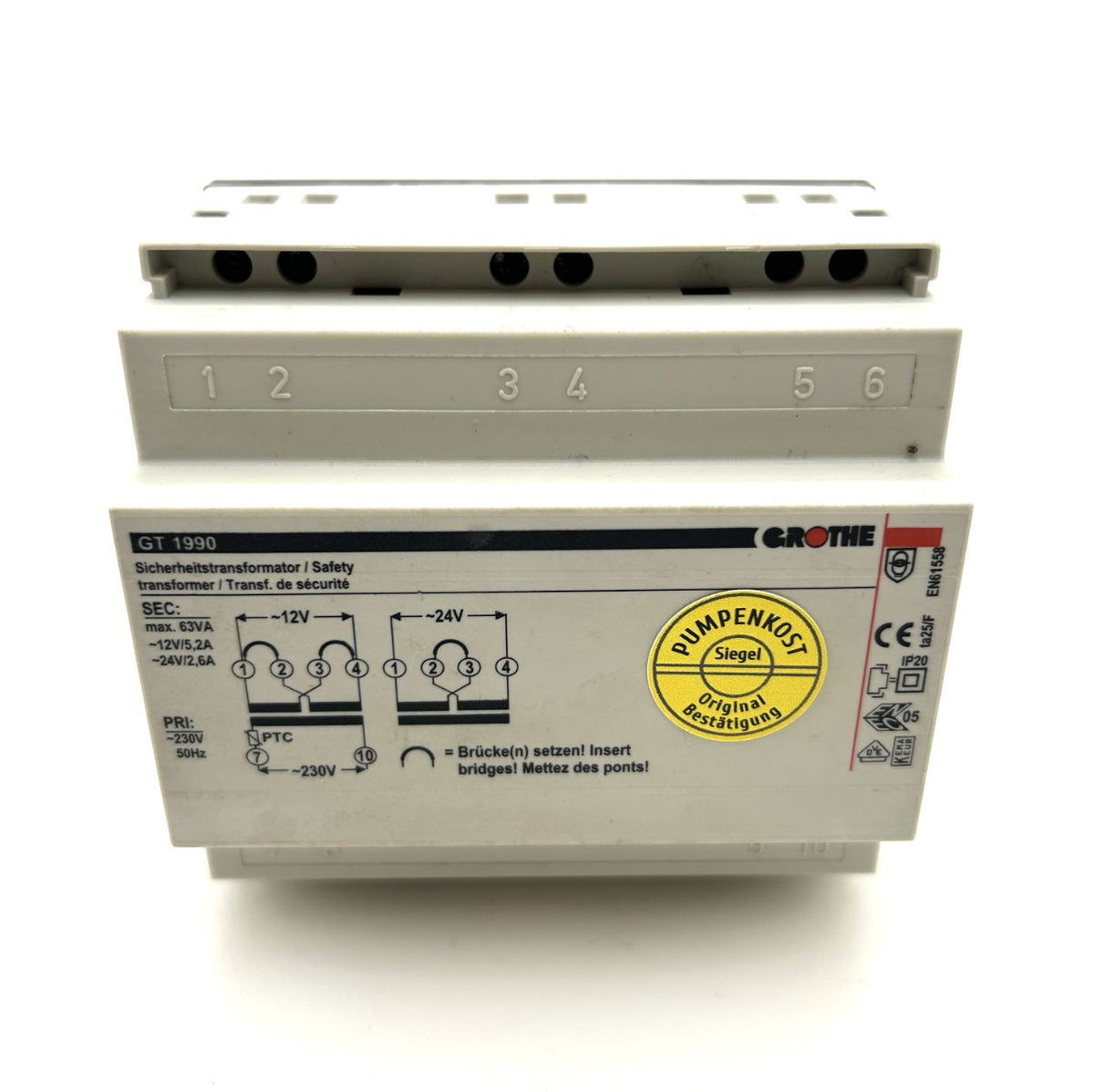 Grothe Sicherheitstrafo GT 1990 pri. 230 V sec. 12 V Trafo T9/1051
