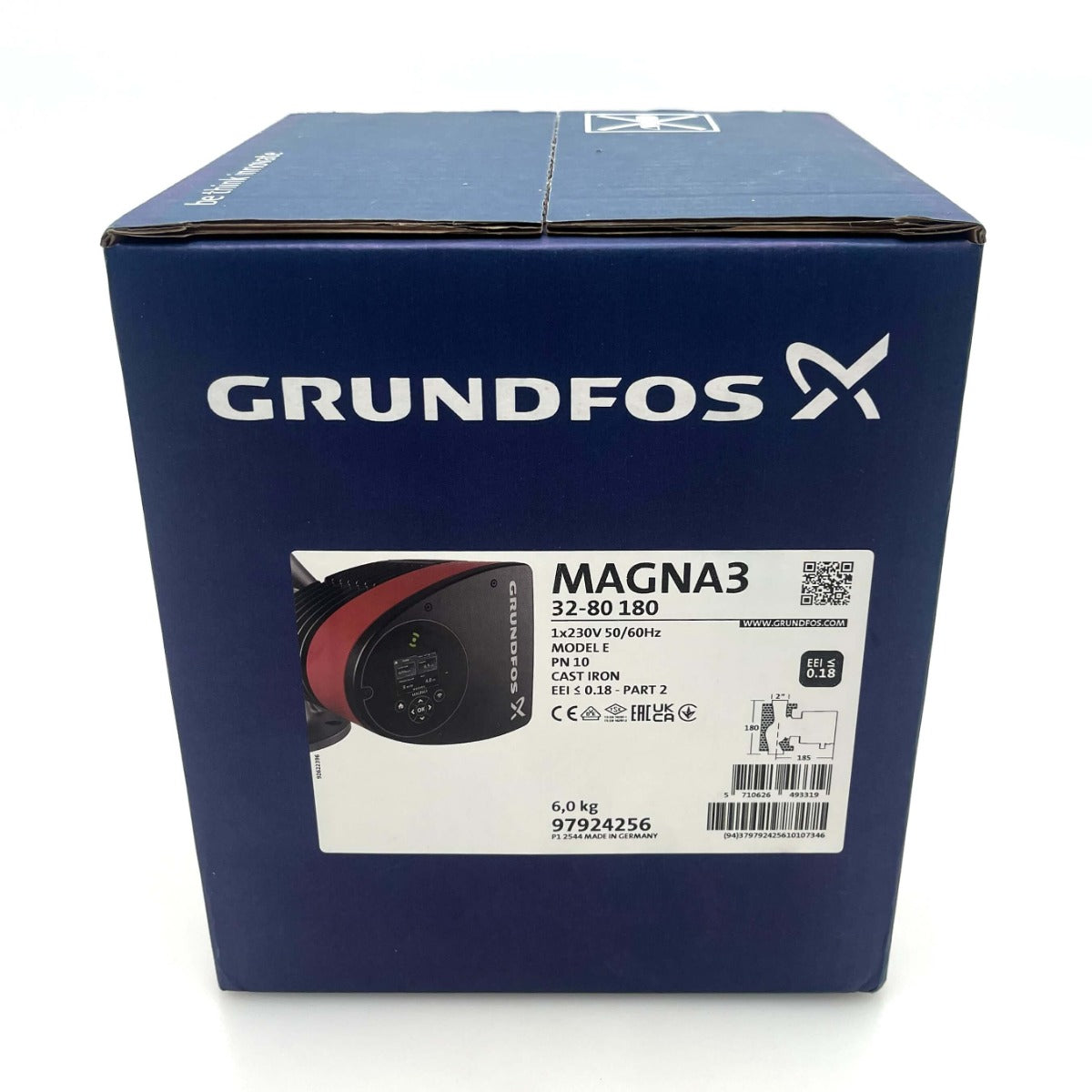 Grundfos Magna3 32-80 180mm Heizungspumpe 1x230V PN10 Energiesparpumpe P26/18