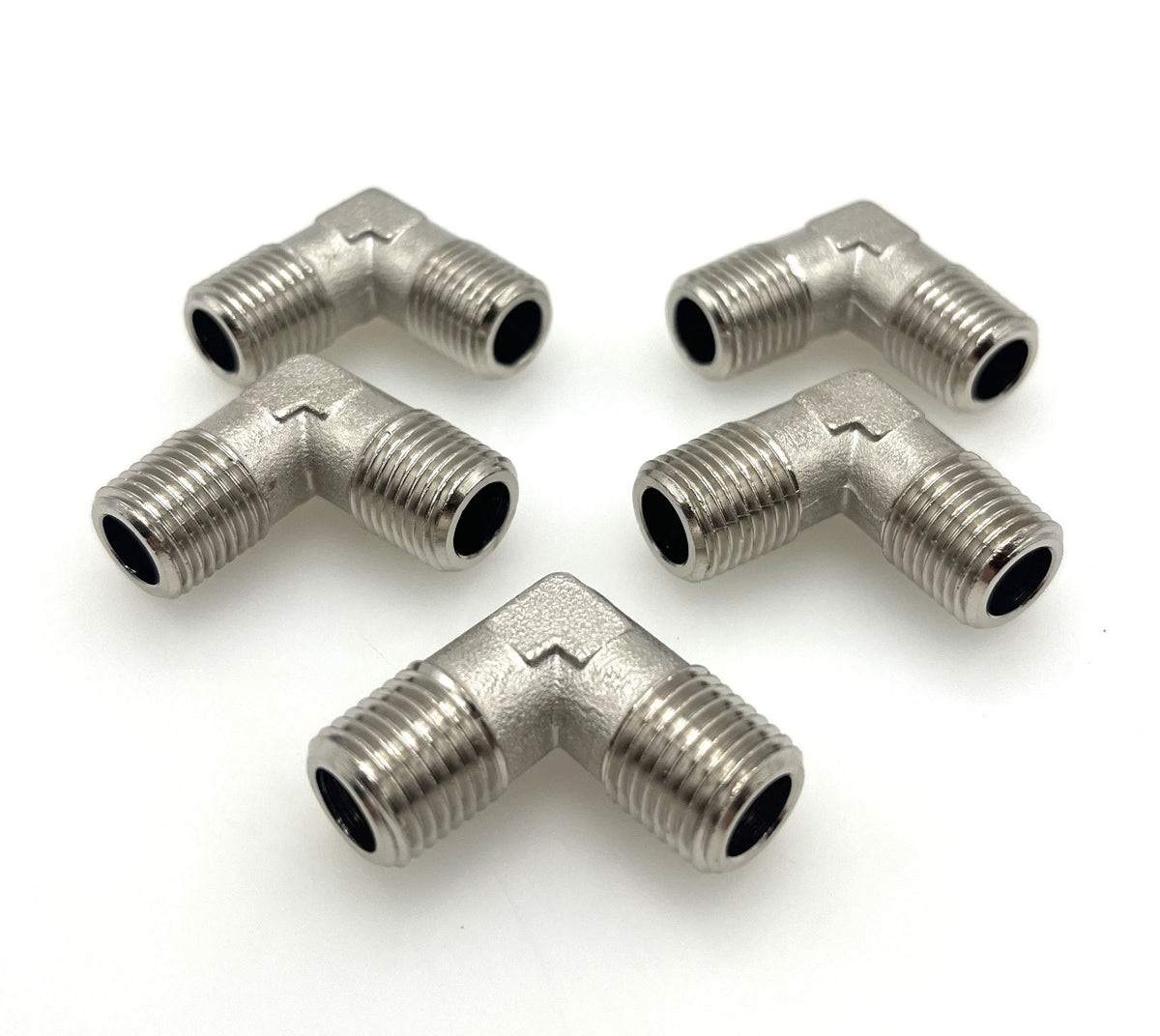 5x Legris Winkelstück 1/4 Zoll (13,5 mm) Messing – beidseitiges Außengewinde  K17/255