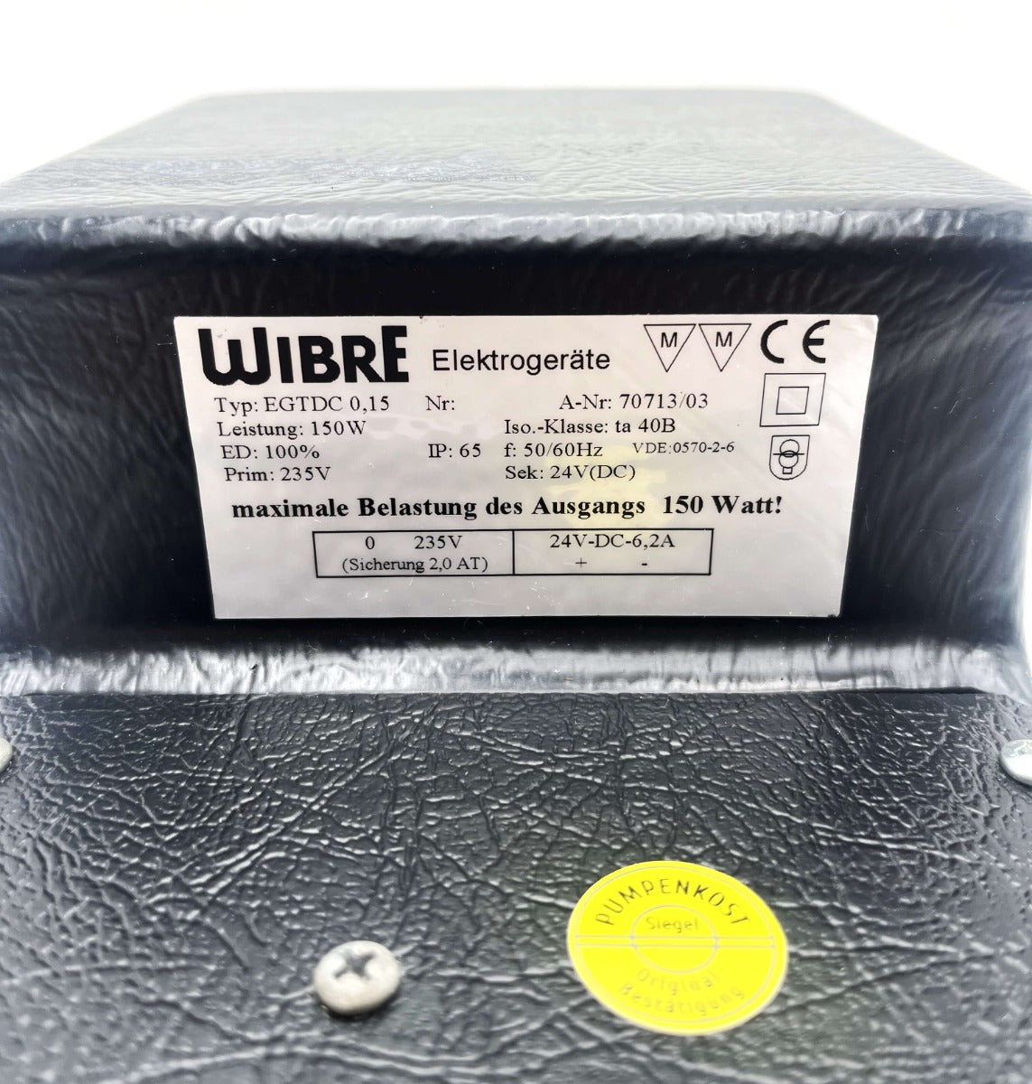 WIBRE EGTDC 0,15 Transformator 235V auf 24V DC 6,2A 150VA Trafo T9/286