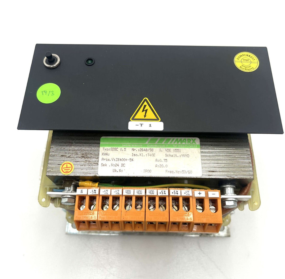 Steuertrenntransformator Marx GDSC 0,5 – 3x400V auf 24V DC 20A  T9/3