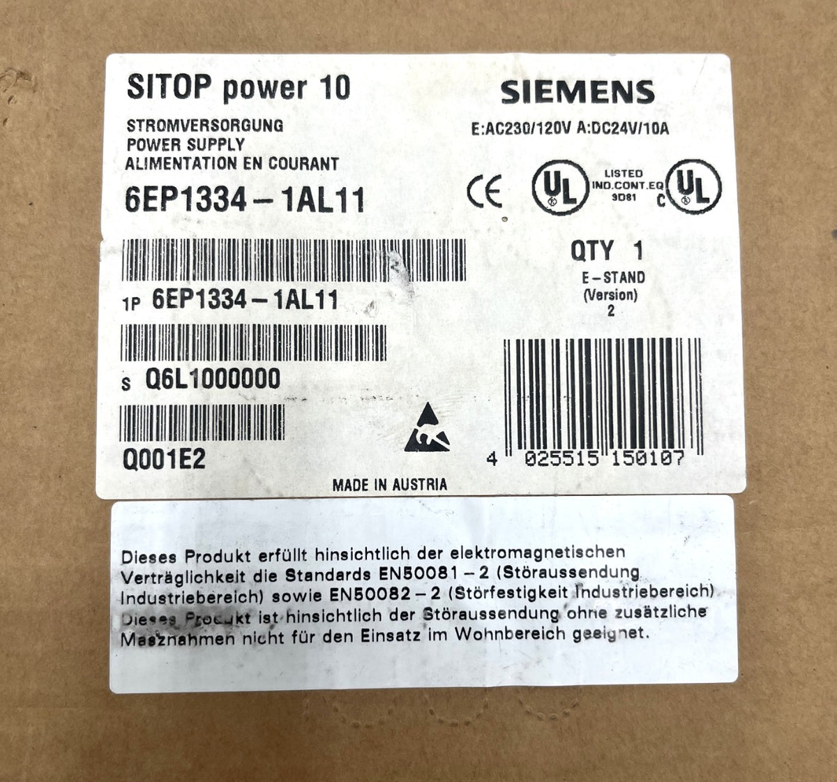 Siemens SITOP power 10 Netzgerät 230 V auf 24V DC 10A T9/318