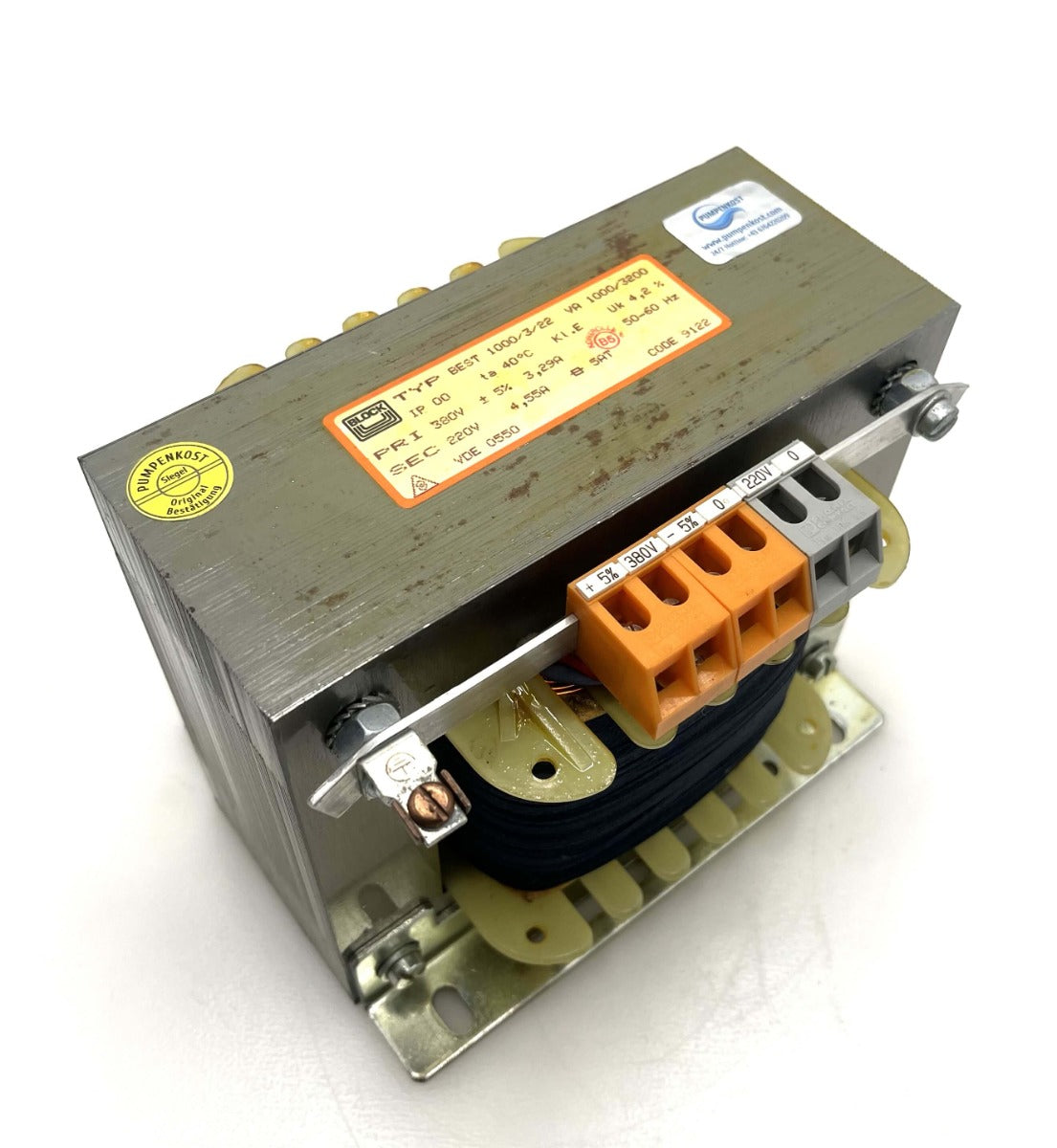 Block BEST 1000/3/22 Transformator 380V auf 220V 1000VA Steuertrafo T9/340