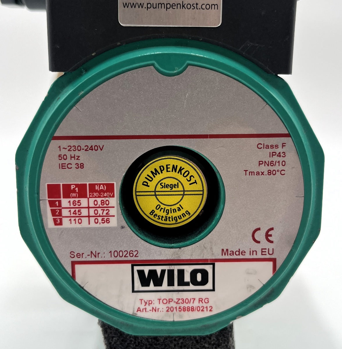 Wilo TOP-Z 30/7 RG Zirkulationspumpe 1x230V Umwälzpumpe 180mm P13/919