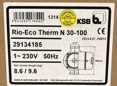 KSB Rio-Eco Therm N 30-100 Zirkulationspumpe Trinkwasser 230V 180mm Umwälzpumpe P14/576
