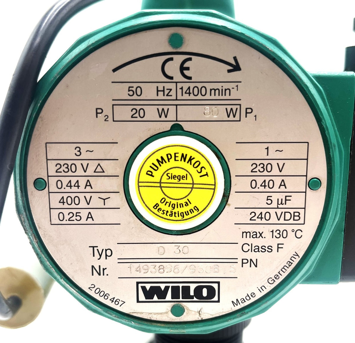 Wilo D 30 Umwälz- Heizungspumpe 1x230V  P11/530