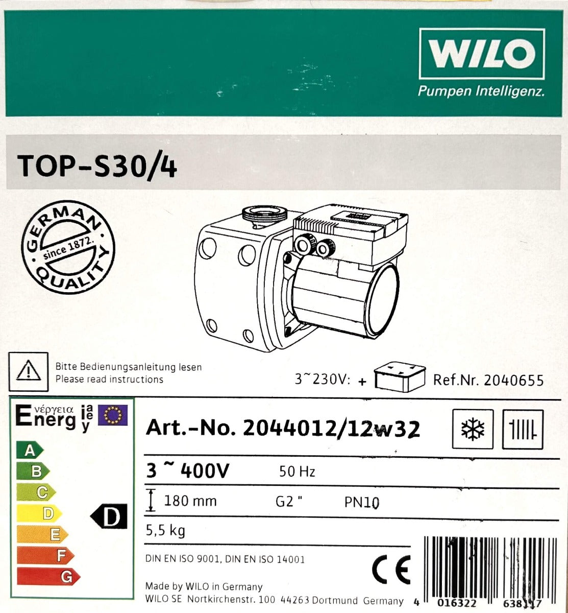 Wilo Top S 30/4 Heizungspumpe 3x400V Umwälzpumpe 180mm 2 Zoll P20/9