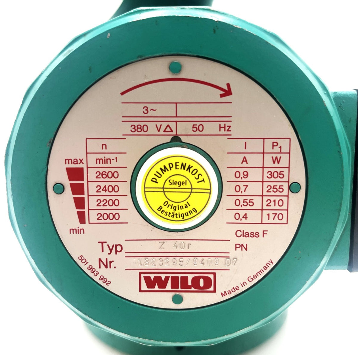 Wilo Z 40 r Zirkulationspumpe Brauchwasserpumpe 250mm 3x400V  P9/511