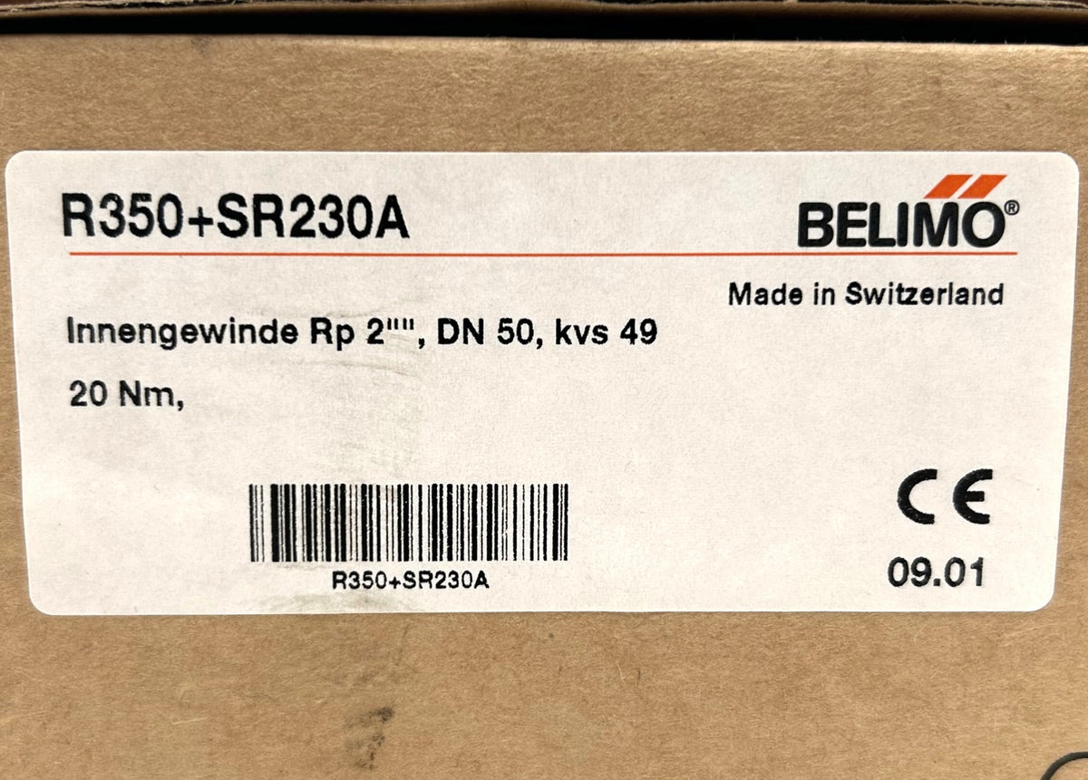 Belimo R350 3-Wege-Kugelhahn mit Innengewinde & SR230A Drehantrieb, 20 Nm, AC 100–240 V K18/433