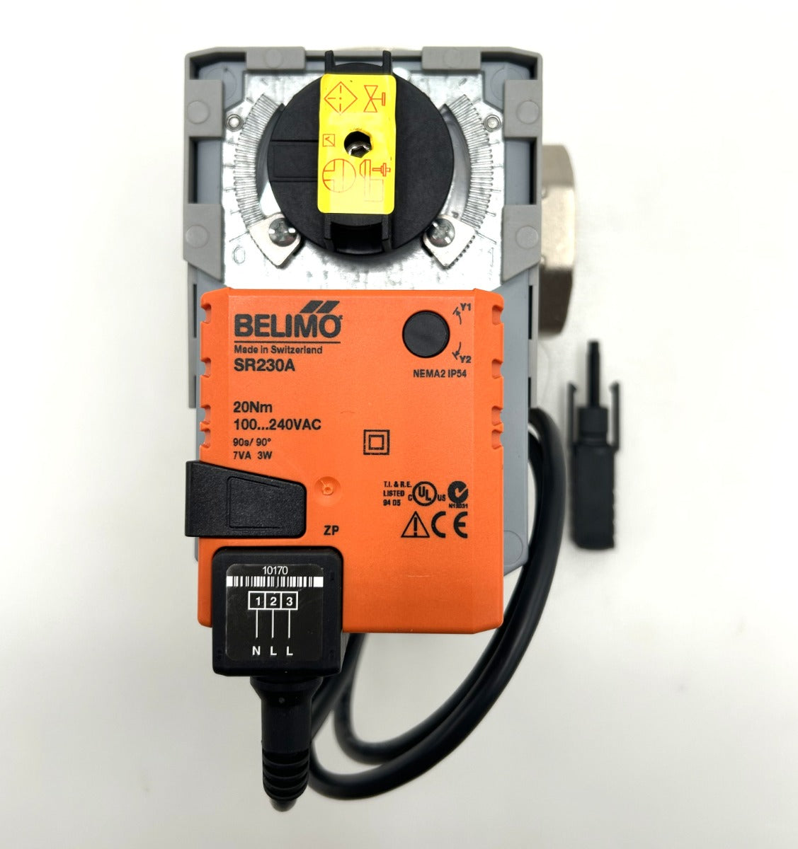 Belimo R350 3-Wege-Kugelhahn mit Innengewinde & SR230A Drehantrieb, 20 Nm, AC 100–240 V K18/433
