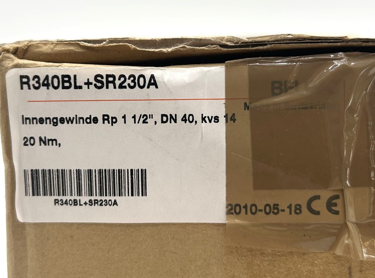 Belimo R340BL 3-Wege-Kugelhahn mit Innengewinde & SR230A Drehantrieb, 20 Nm, AC 100–240 V  K18/442