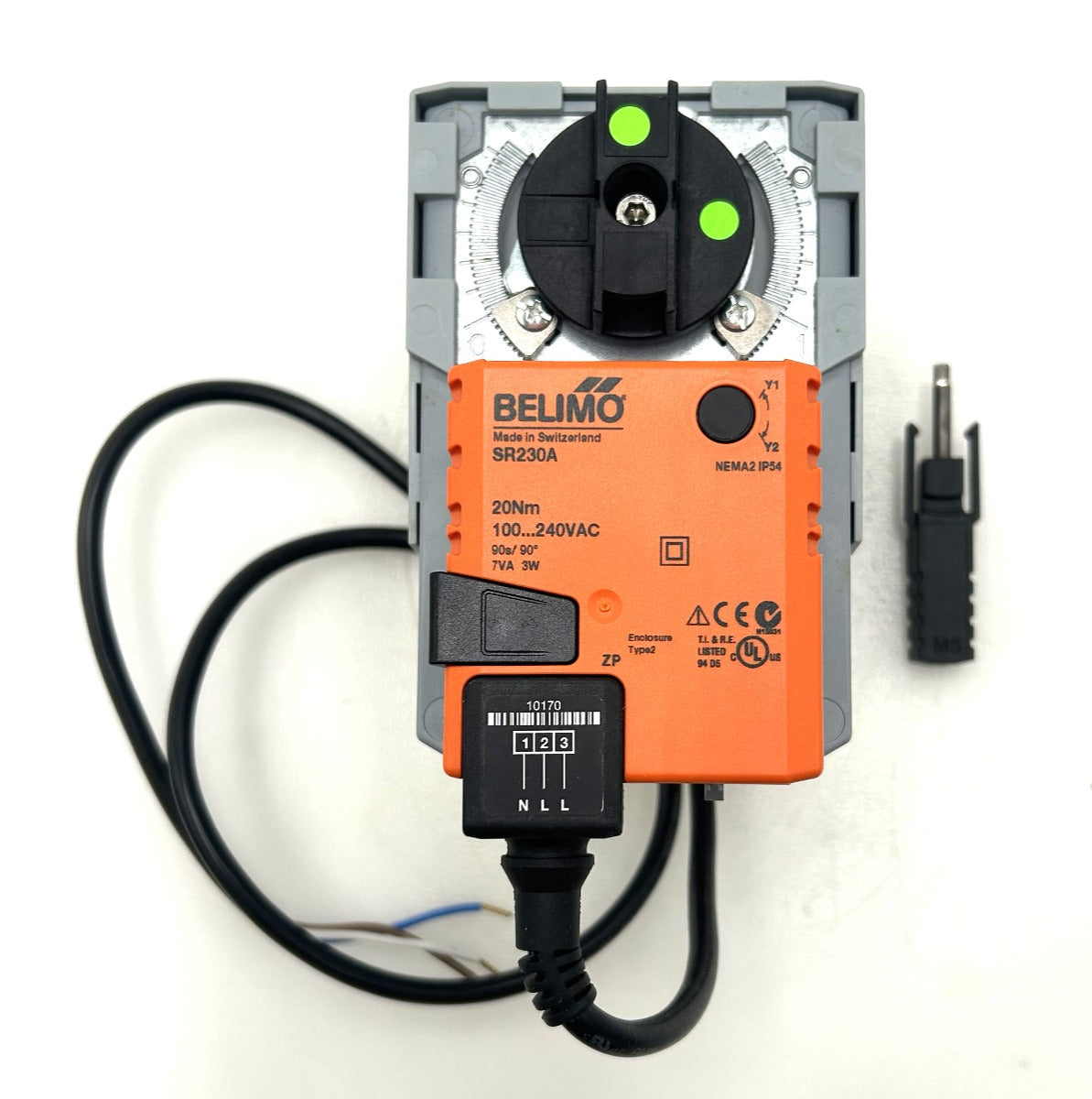 Belimo R340BL 3-Wege-Kugelhahn mit Innengewinde & SR230A Drehantrieb, 20 Nm, AC 100–240 V  K18/442