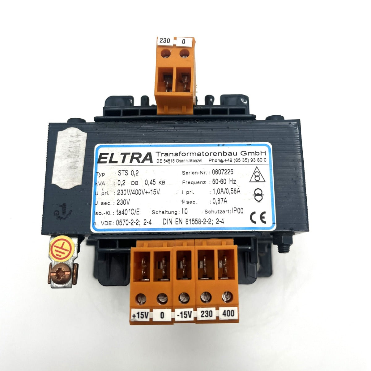 Trafo Eltra STS 0,2 pri. 230 / 400 V +- 15V sek. 230 V 0,2 kVA T16/52