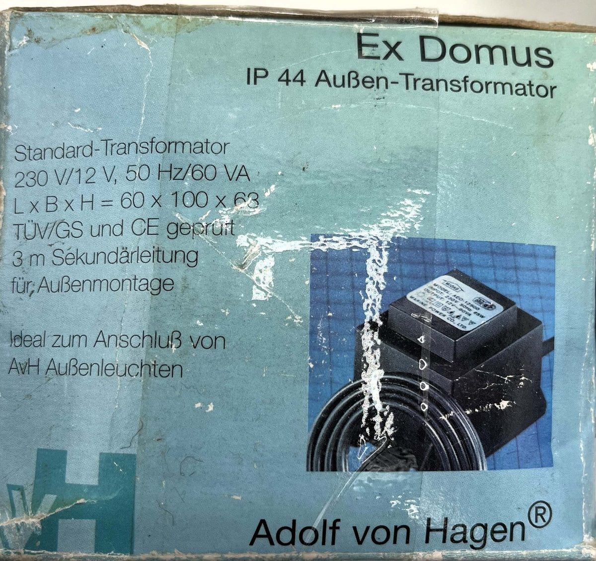 Adolf van Haagen Ex Domus AEO-12500 Außentransformator 230V auf 12V 60VA IP44 T9/341