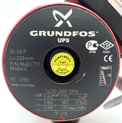 Grundfos UPS 32-60 F Heizungspumpe 1x230V Umwälzpumpe 220mm P15/78