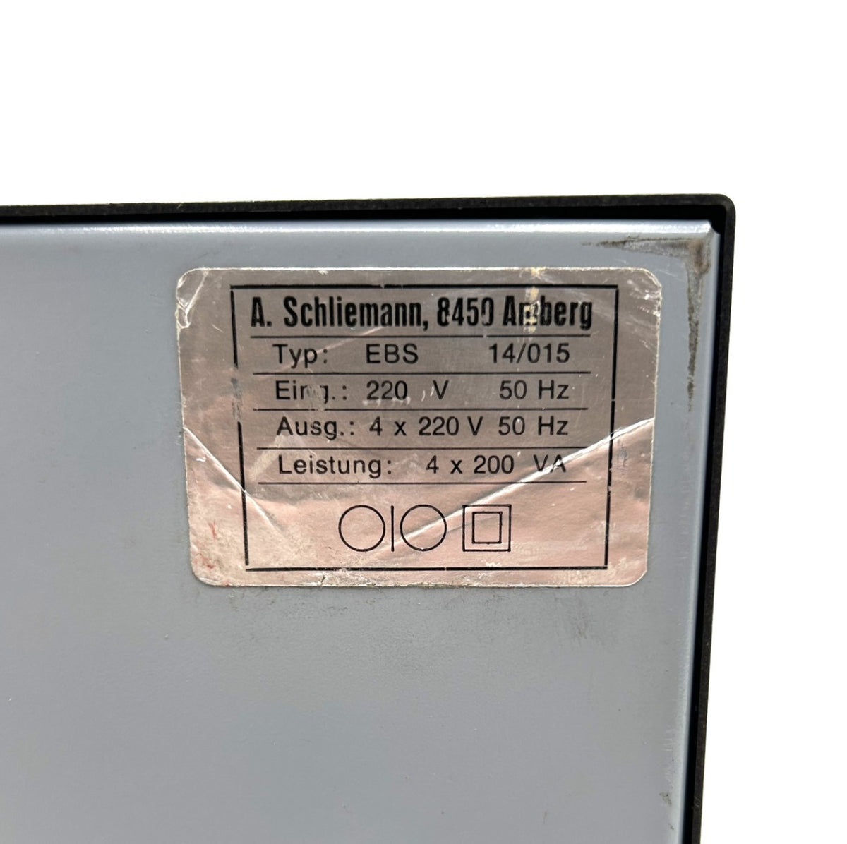 Schliemann Trafo Typ EBS 14/015 pri. 220 V 4-fach Trenntrafo N-AV 3629 T9/1058