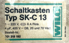 Wilo SK-C 13 Schaltkasten 220 V 6 A – Kondensator 400 V 20/70 W – RS/RP/S Pumpen   P8/219