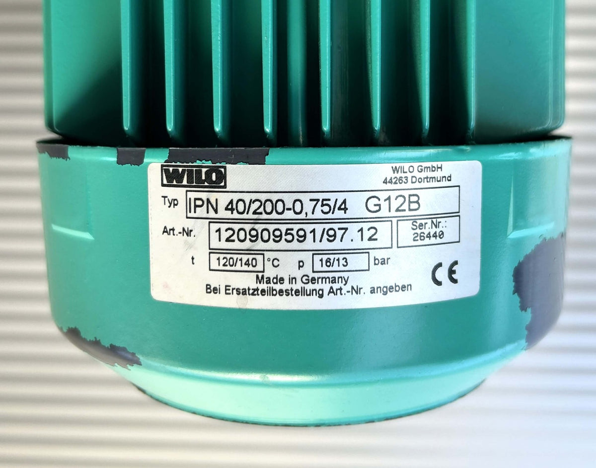 Wilo IPN 40/200-0,75/4 G12B Trockenläuferpumpe 3x400V 440mm DN40 P10/358