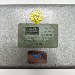 Schlenker GE Trafo Stahlblechgehäuse Pr. 110 / 220 V   Sek.  23 V  2,7 A T9/1077