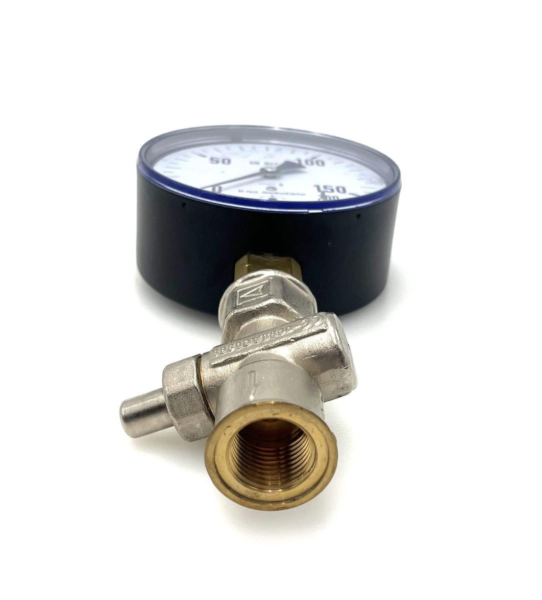 Weishaupt Druckmanometer 160 mbar mit Manometerhahn & Adapterstück – EN 837-3