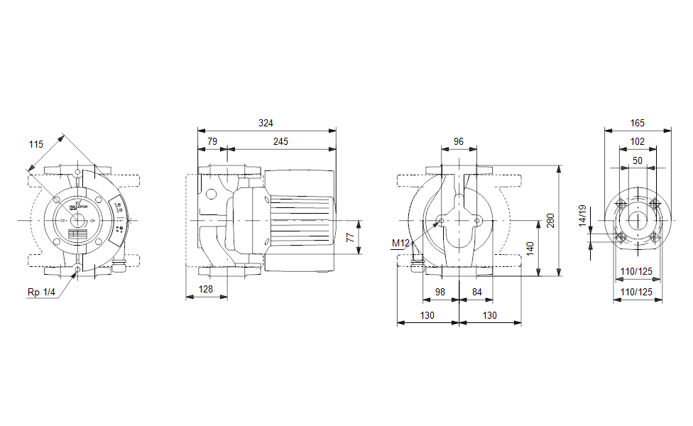 Grundfos Magna 50-60 F 280 mm Pumpengehäuse DN 50 Flansch  P26/1