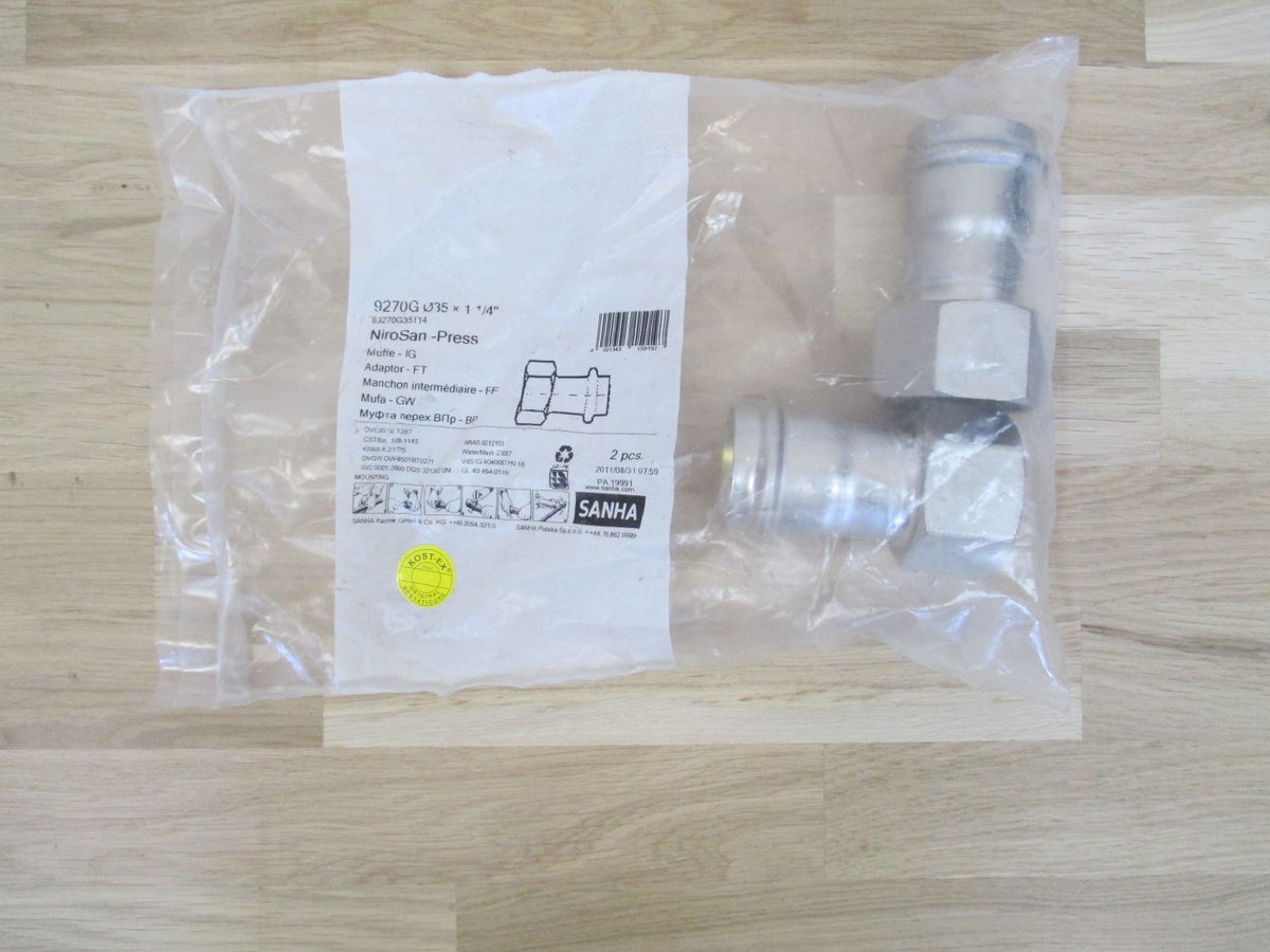 Sanha NiroSan Press Muffe IG 35 x 1 1/4 Zoll Edelstahl Fitting Pumpenkost K17/21