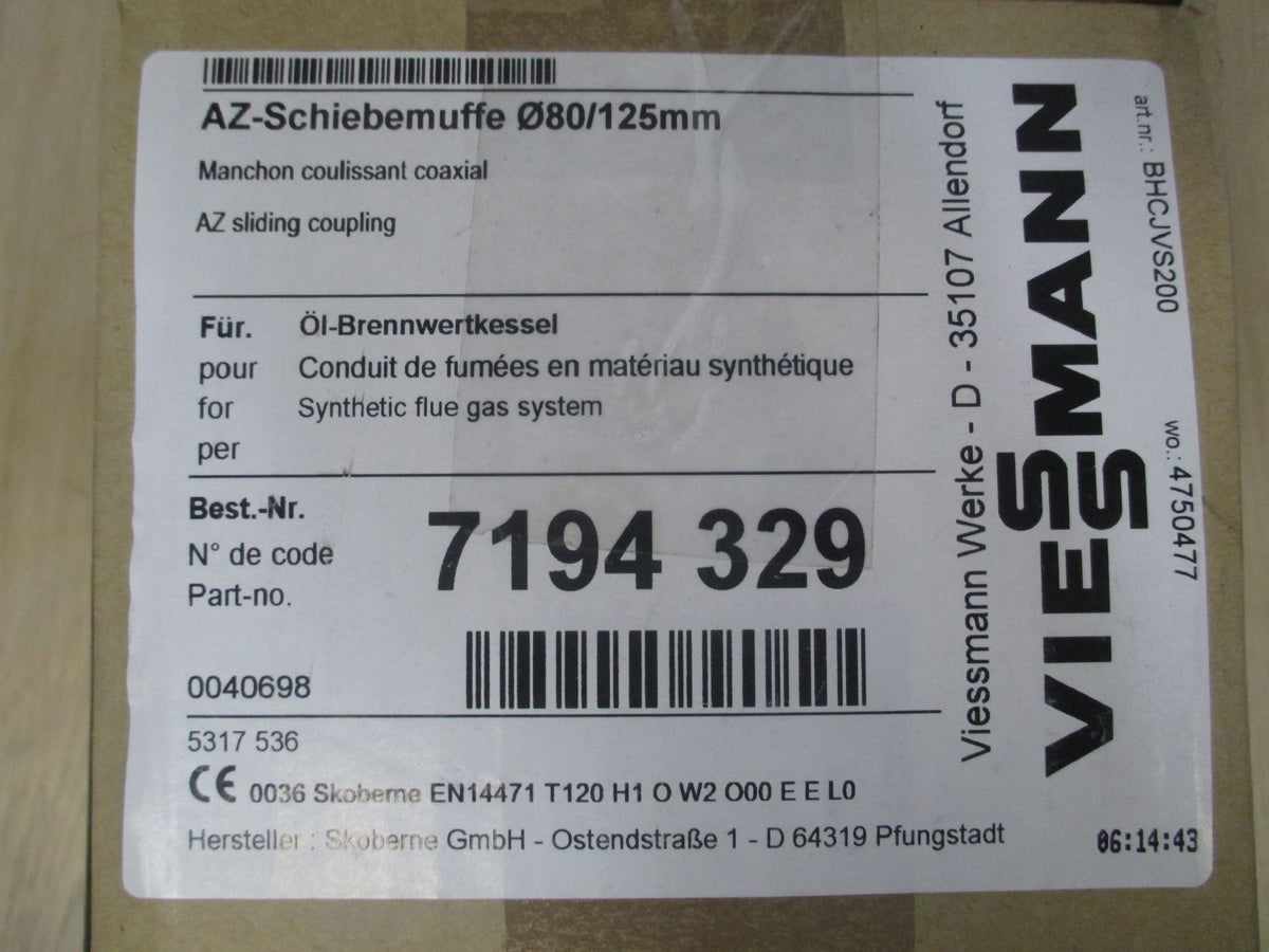 Viessmann AZ Schiebemuffe 80 / 125 mm für Öl Brennwertkessel Heizung K17/238 
