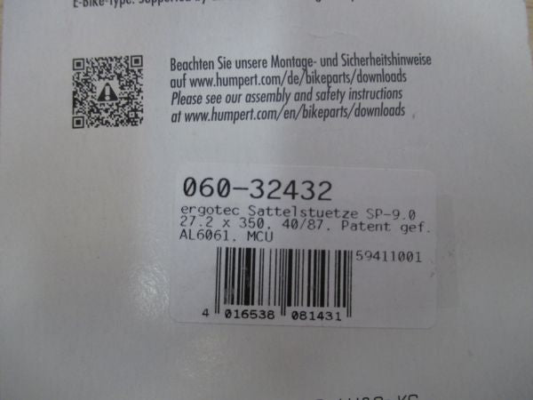 ergotec 2 Sattelstütze Teleskop Feder Sattelstütze 350 mm Länge K17/307