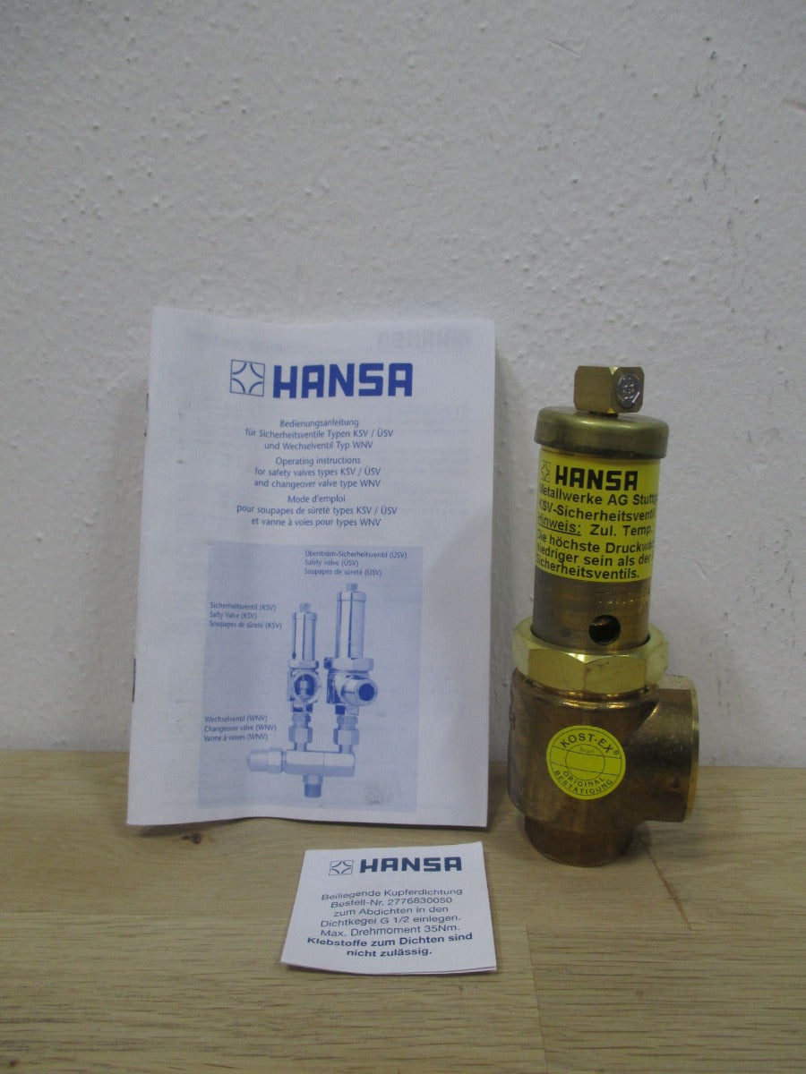 Hansa KSV Sicherheitsventil Halbzoll 2442180050 Rotguss Ventil K17/335