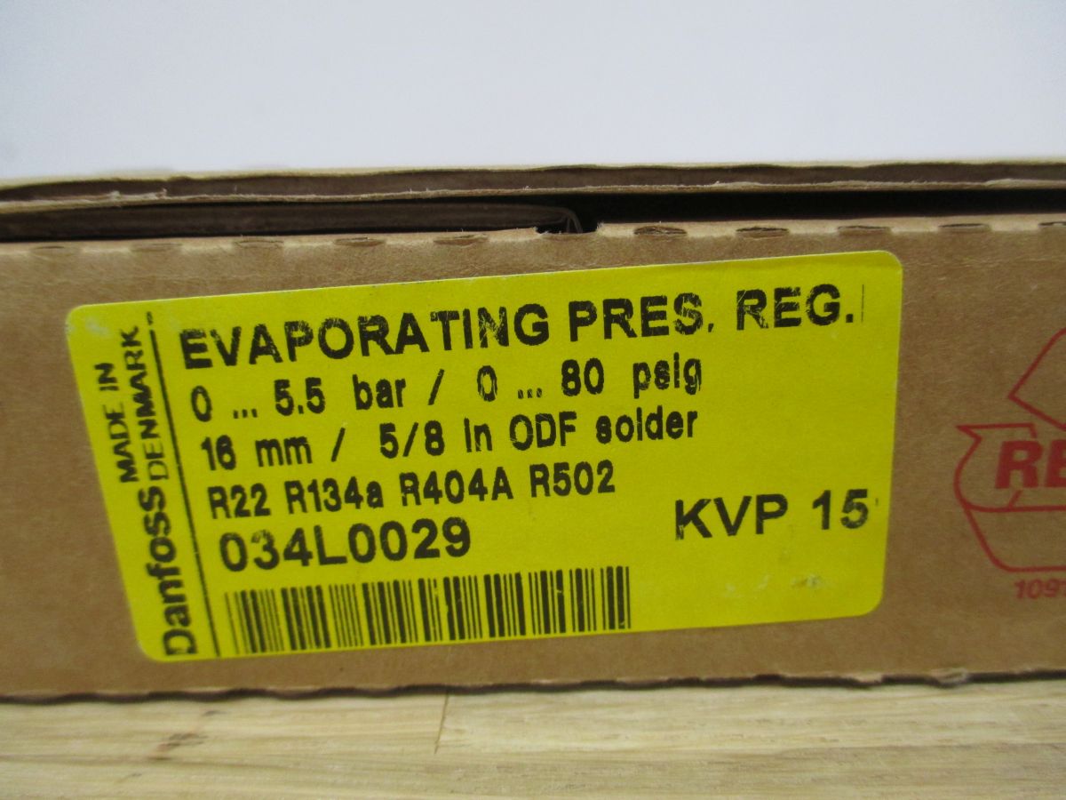  Danfoss Verdampfungsdruckregler KVP 15 Kupfer Löt 16 mm Nr 034L0029 K17/386