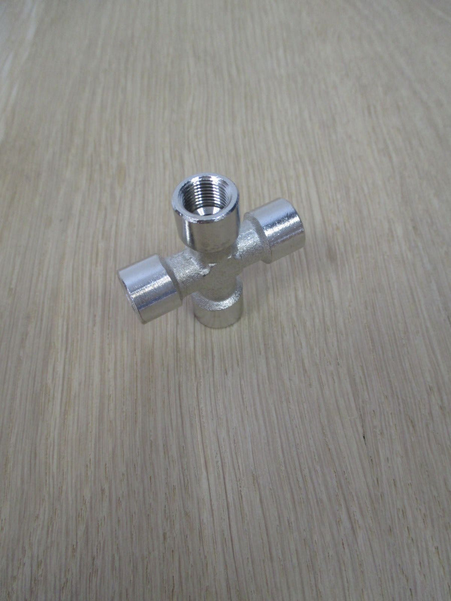 Kreuzstück mit Innengewinde 1/8 Zoll Messnig vernickelt KOST-EX K17/507 