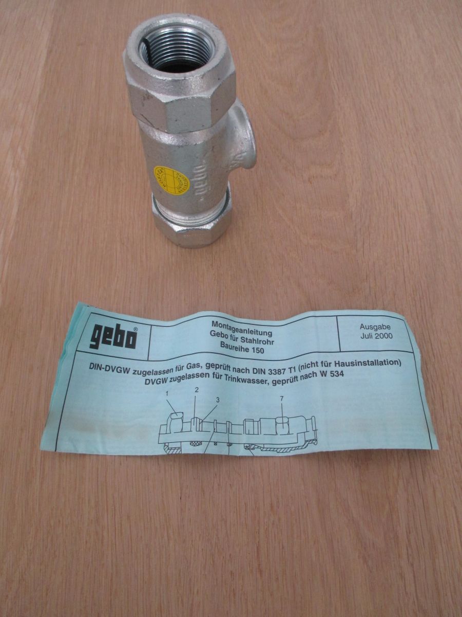 Gebo T - Verschraubung für Stahlrohr 3/4 Zoll für Trinkwasser geeinget K17/509