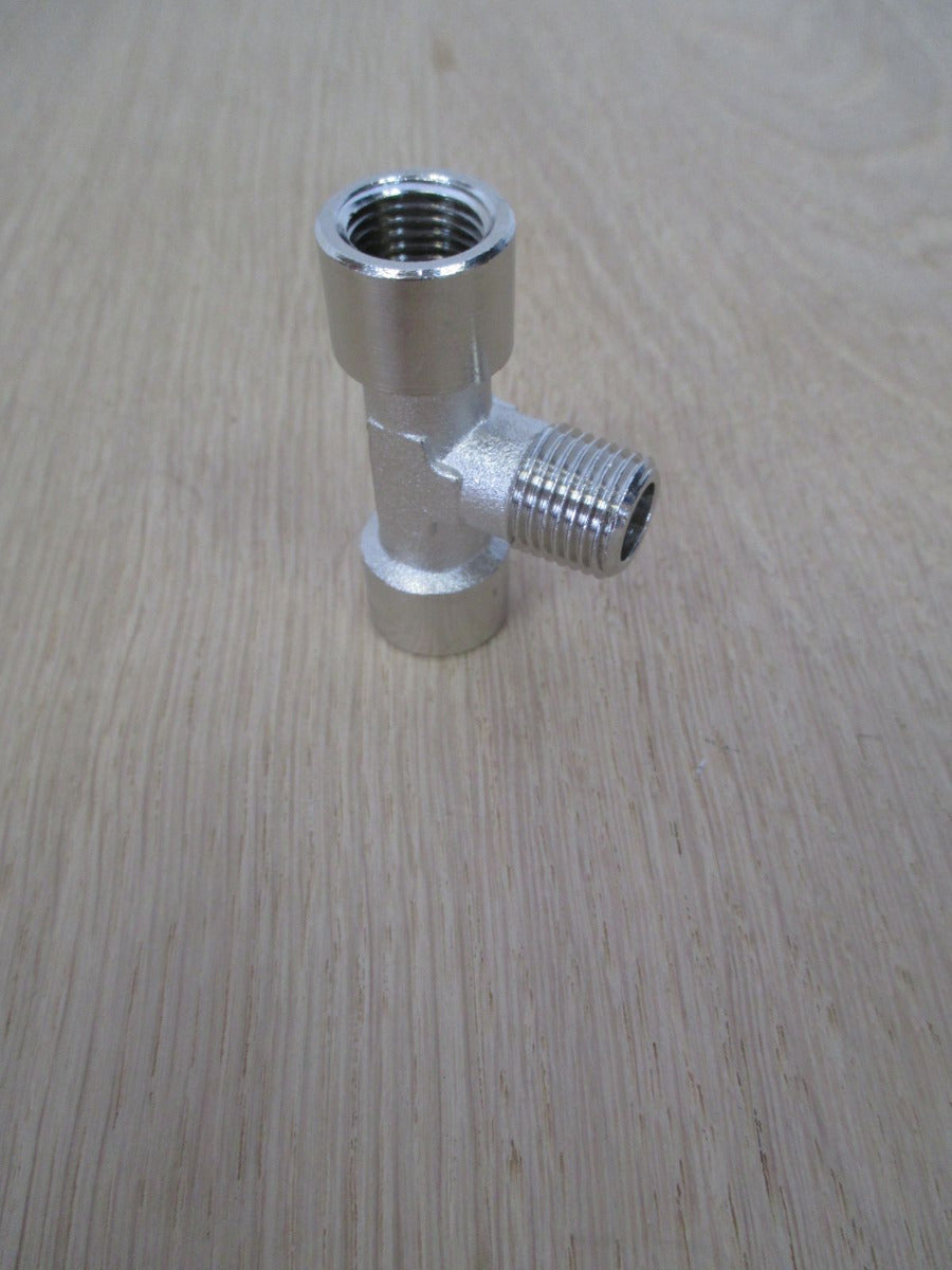 T- Stück Verschraubung AG und IG 1/4 Zoll Messing vernickelt K17/521 