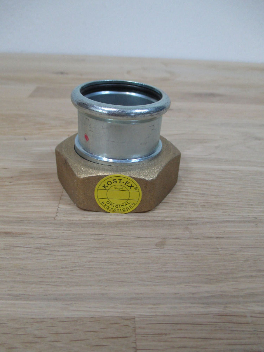 Press Übergang C - Stahl 35 mm mit Messing IG 1 1/2 Zoll Überwurfmutter K17/62