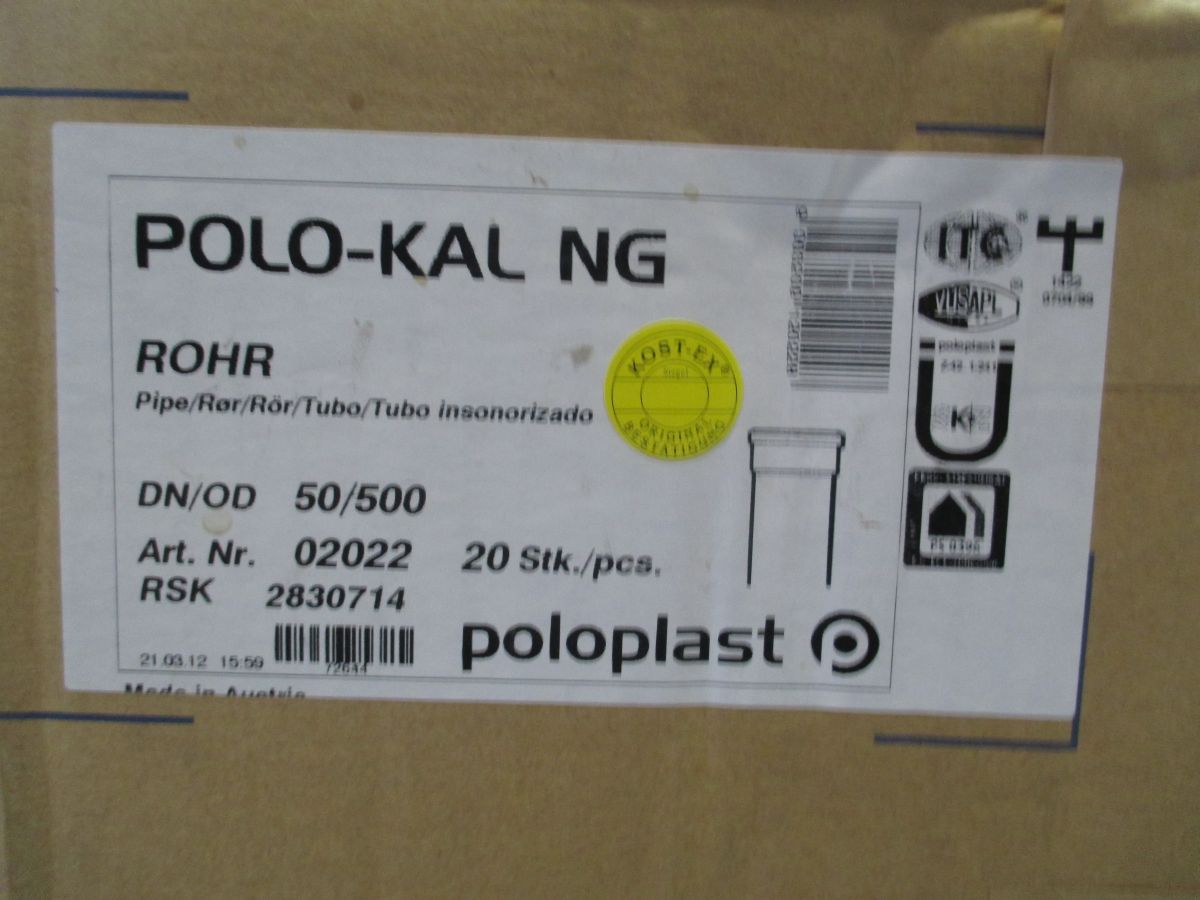 Polo-Kal-NG Rohr DN 50 L 500 mm Hausabflussrohr schalldämmend Poloplast K17/707 