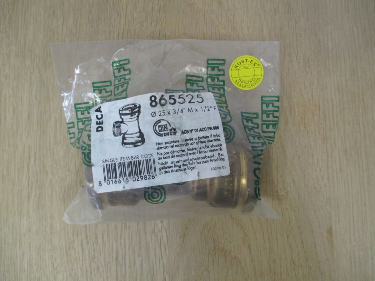 Caleffi Deca T - Stück 25 x 3/4 AG x 1/2 IG Nr. 865525 Fitting Messing K17/747