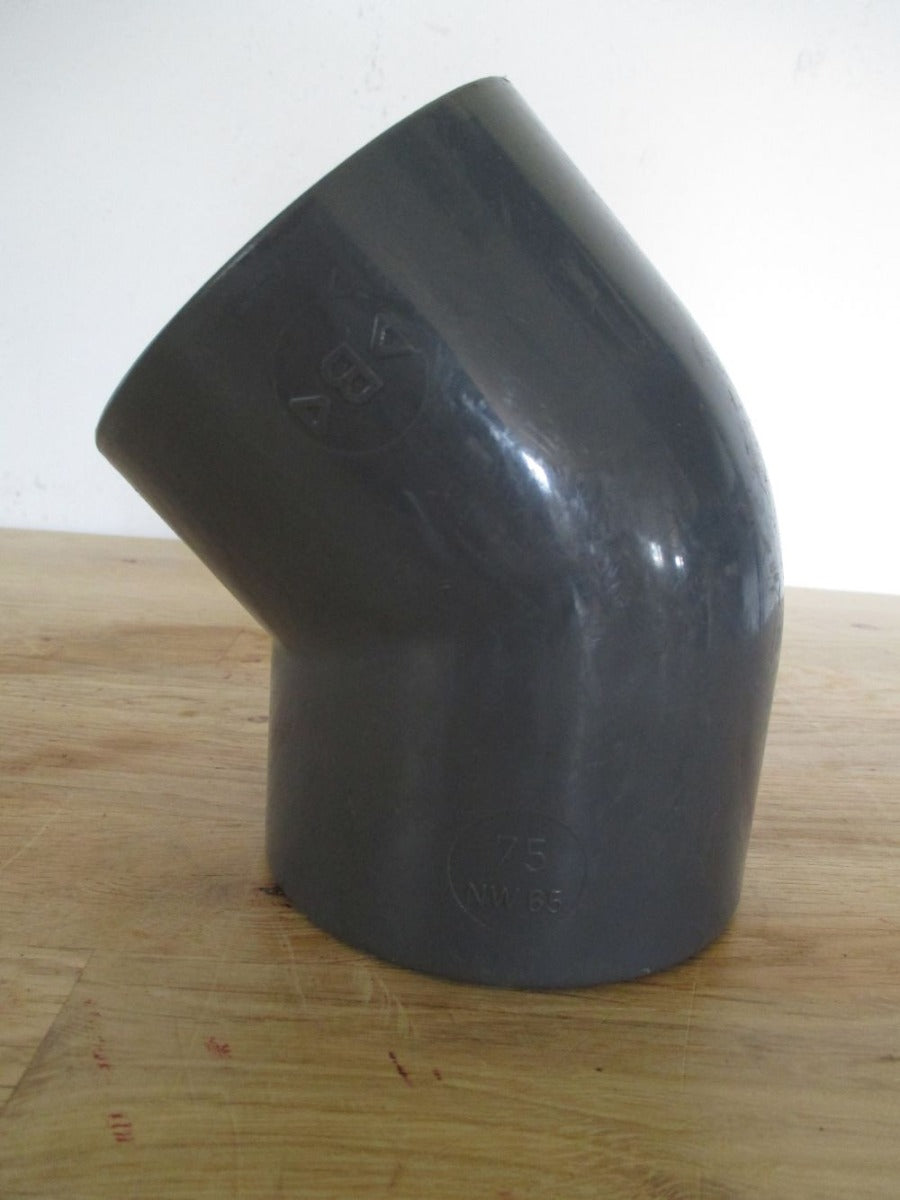 PVC h Winkel 45° Bogen Rohr 75 mm Klebemuffe Teichbau K17/964