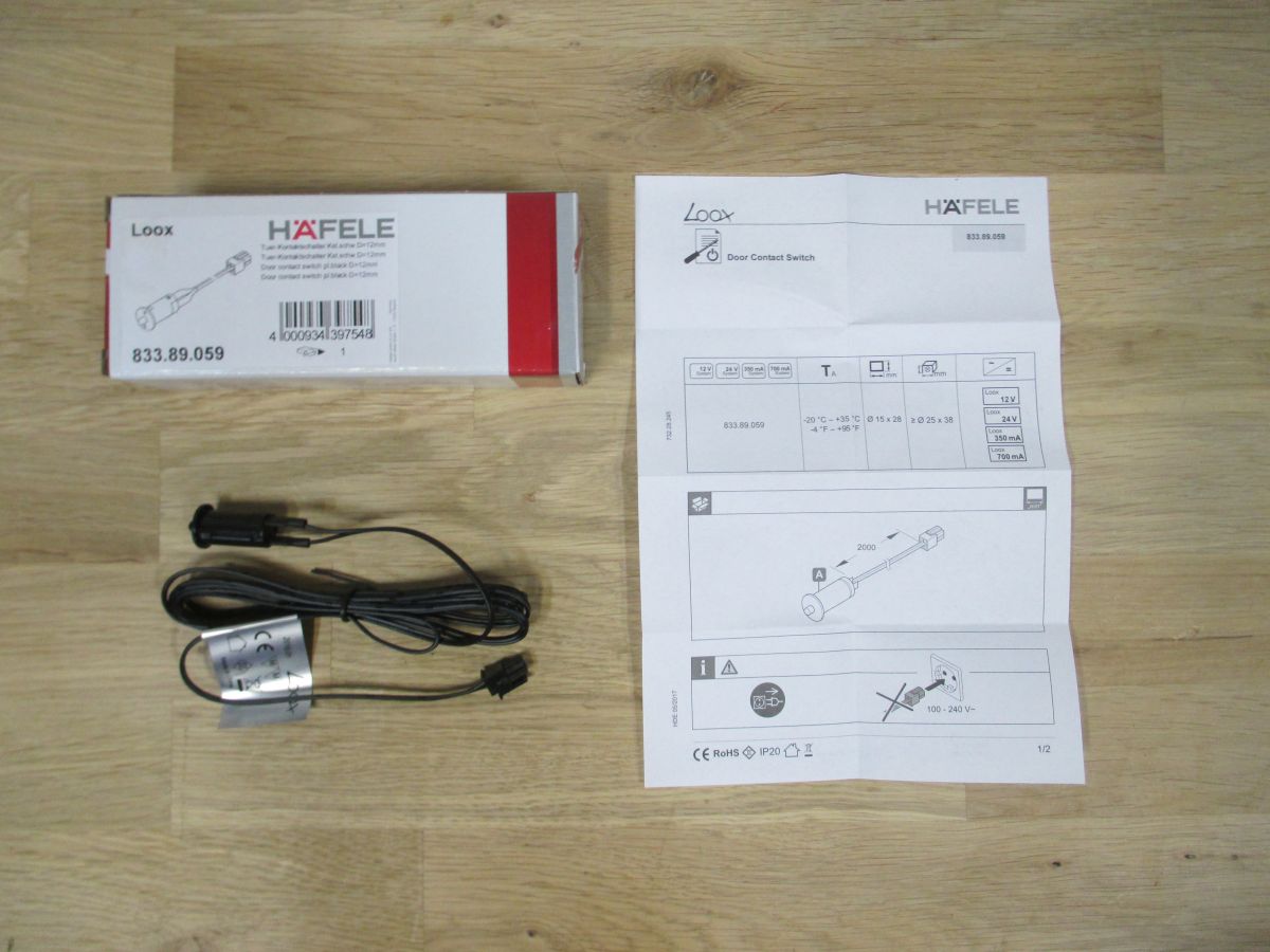 Häfele Tür Kontaktschalter D 12 mm 833.89.059 Möbel Endschalter K18/114